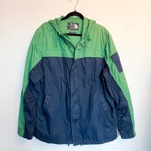 NORTH FACE Vintage Green Blue Lightweight Jacket Gorpcore Cotton Hood Large